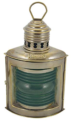 Positionslampe Steuerbordlampe antik grün Schiffslampe Messing 23cm Petroleumbrenner Steuerbord Lampe