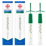 AIESI® Fieberthermometer klinischen analog glas klassisch ohne quecksilber fur erwachsene und kinder ECOTHERM (2 stuck), Mit koffer zum schnellen nullstellen, Okologische, 24 monate garantie