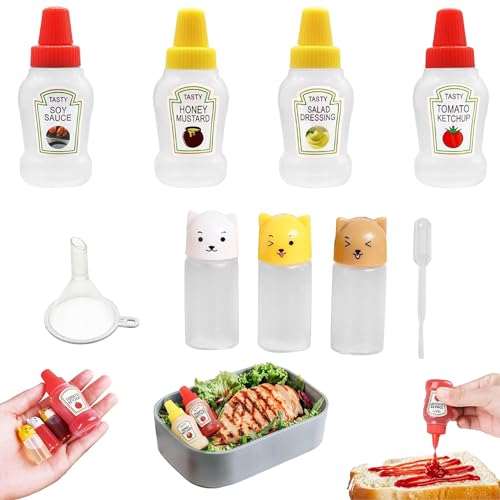 EKSMA Set mit 6 Mini-Saucen-Flaschen, Reisebehälter, 13 g, für Lunchbox, Arbeit, Schule, Picknick