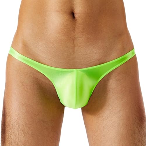 Sywiyi Herren String Badehose Sexy Badeslip Kurz Eng Mini Slip Schwimmhose Thongs Trunks Sommer Bademode Stretch Neon Grün L