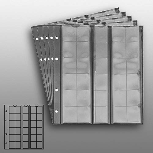 5 numismatische Prophila Münzhüllen, je 30 Fächer bis 25 mm Ø, mit 5 schwarzen Karton-Zwischenblättern
