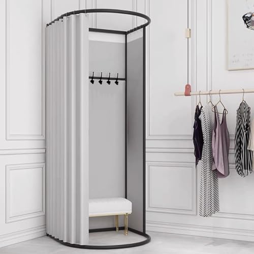 WUGCHDA Umkleidekabine Freistehend, Tragbare Mobiles Umkleideraumrahmen, U-Förmiges Temporäres Privatsphärenraum für Bekleidungsgeschäfte, Einkaufszentren, Büros, Boutiquen, 200 x 100 x 95 cm (Grey)