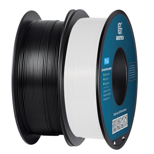 Geeetech PLA Filament 1,75 mm, 3D Drucker PLA Filament,1 kg pro Spule, 2 Spulen, Weiß-schwarz