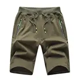 DXDE Laufhose Herren Kurz,Herren Sporthose,Kurze Hosen Herren Shorts Mit Taschen,Sport HerrenXXLArmeegrün