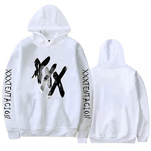 YLWX Herren und Damen Kapuzenpullover Xxxtentacion Hoodie Frühling Locker Langarm Crew Neck 3D Gedruckt Kapuzensweatshirt (Color : Weiß, Size : XXS)