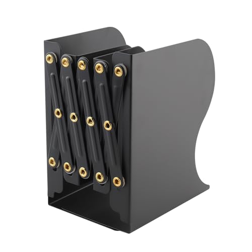Zosenyer Buchstützen Metall, Verstellbare Buchstützen, Erweiterbare Bücherhalter Book End Kann Um zu Dekorieren Geeignet für Büros (Schwarz)