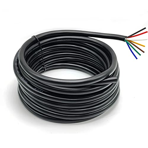 AOJO 7-adrig Rund Fahrzeugleitung 5 Meter, 18AWG, 7 x 0,75mm² KFZ Flexibles Kabel Litze - Drahtfarbe: Rot, Gelb, Weiß, Grün, Braun, Schwarz, Blau