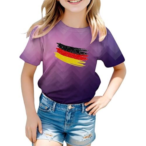 Deutschland Trikot Em 2024, Deutschland Shirt Kinder Fanartikel Fußball Tshirt mit Nummer Fan Shirt Kurzarm Rundhals T-Shirt Sommer Sportshirt Geschenk für Mädchen Junge (C1-Pink, 8-9 Years)