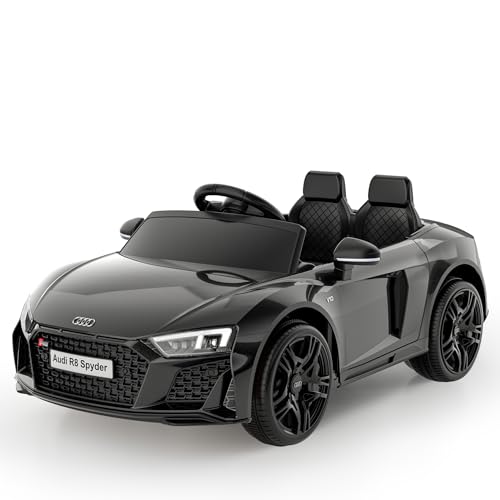 Smart BeBe Kinder Elektroauto Audi R8 mit 12V Batterie Bluetooth Fernsteuerung LED Lichter MP3 Player 3-6 Jahre (Schwarz)