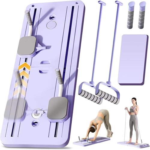 Pilates-Board, multifunktionaler Ab-Core-Trainer mit Ellenbogenstütze, Widerstandsbändern und Timer, tragbares, intelligentes Timing-Pilates-Reformer-Set für Damen und Herren, Bauch-Board-Core-Trainer