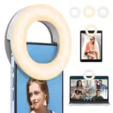 Selfie Licht Handy, Wiederaufladbar Selfie Ring Licht Laptop Pc Ringlicht mit 3 Einstellbaren Lichtmodi, Selfie Licht Handy für Mobiltelefon, Laptop, Zoom-Treffen, Video-Anrufe, Streaming, YouTube