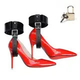 Moinha SM Bondage High Heels Fesseln Leder Fußfesseln Anti Shedding Riemen Mit Hohem Absatz Extrem Fetisch Knöchelriemchen Mit 4 Schloss Und 8 Schlüssel Sexspielzeug Für Frauen High Heel Fixer