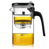 Teekanne 500ml mit Filtersieb Glaskanne Mundgeblasene Borosilikatglas Teeservice Teebereiter All-in-one-Set Teapot für die Zubereitung von Kungfu Tee und Kaffee mit herausnehmbarem Einsatz