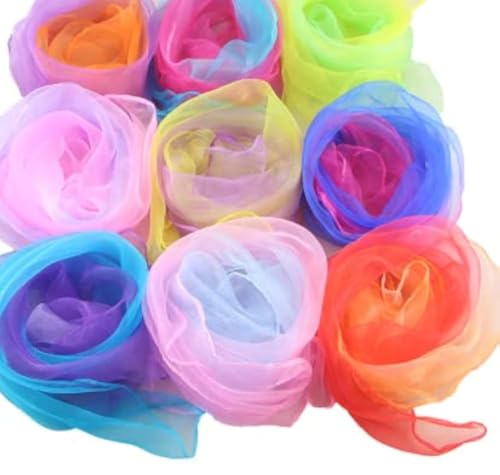 smatime10 Stück Jongliertücher,Chiffontücher für Tanzen,Square Tanzschals, Ideal als Requisite für Sensorisches Werkzeug, Tanzen, Jonglieren,Bühnenauftritt Kostüm Passend - 60 x 60cm
