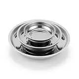 CASOMAN 3-Piece Round Magnetic Trays Set, 3" 4" 6", Stainless Steel Magnetic Parts Tray Set, Magnetic Tray Holder, For Socket Screw, Nuts, Bolts, Metal Parts, Strong and Durable.