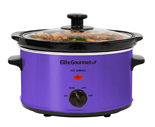 Elite Gourmet MST-275XP Schongarer, elektrisch, oval, einstellbare Temperatur, Vorspeisen, Saucen, Eintöpfe und Dips, Glasdeckel und Topf spülmaschinenfest, 2,27 l, violett