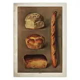 Bilder, Poster, Kunstdrucke Vintage Brot Essen Poster Küche Bäckerei Lebensmittelhändler Gebackenes Brot Brote Illustration Wandkunst Französisch Antike Leinwand Druck Bild Poster Und Drucke - 50X70Cm