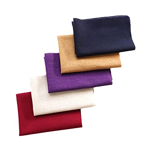 1 Satz 5 Stück Leinen Patchwork Stoffe,DIY Gewebe Quadrate,Quadrate Patchwork,Quiltingstoff aus Leinen,Leinenstoff,Natur Leinen Nähstoff,fürQuilting,Stickerei,Nähen Projekt,25 x 25 cm,Mischfarbe A