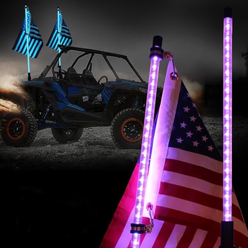 2PC Peitschenlichter Fernbedienung und Bluetooth APP Controller UTV ATV RZR mit Spiral RGB LED Peitschenlichter Zubehör Sicherheitswarnleuchten Peitschenantennenlichter (Color : 2FT)