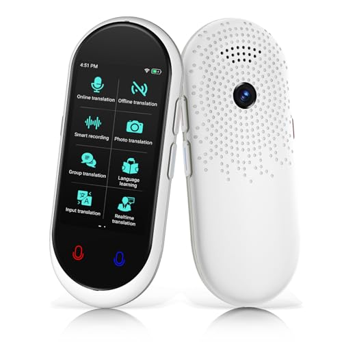 Adelagnes Z8 Sprachübersetzer Gerät,Übersetzungsgerät mit Sprachausgabe Translator,Echtzeit 138 Sprachen und Akzente mit WiFi/Offline/Foto Unterstützung für Reisen,Lernen und Business,Weiß