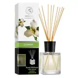 Raumduft Diffuser Jasmin 200ml - Natürlich Jasmin Öl - mit 10 Rattanstäbchen - Lufterfrischer & Raumerfrischer fur Zuhausem - Boutique - SPA - Aromatherapie