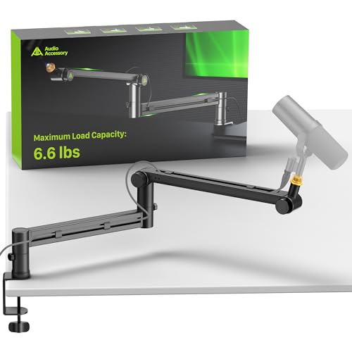 Mikrofon Arm | Low Profile Mikrofonarm mit Gear-Lock Design für rutschfreie Stabilität – Max. 3 KG Traglast, kompatibel mit Shure SM7B & Co. – Universelle Mikrofon Halterung & Mic Boom