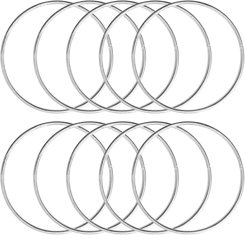LINYIJOY 10 Stück Metallringe zum Basteln, 15cm Silber Metallring Dekoringe zum Hängen, Drahtringe zum Basteln Deko Ringe zum Aufhängen Metallring für DIY Hochzeit Floristik(Silber)