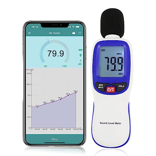 Dezibel-Messgerät, kabellos, Schalldämmungsmesser mit App, Datenprotokollierung, Bluetooth, tragbar, Schallpegelmesser, hohe Genauigkeit, SPL-Meter für Klassenzimmer, Büro, Zuhause usw.