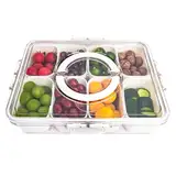 CIMOYBAI Snackbox mit Fächern, Snackteller mit Deckel, Snackbox Organizer, Snackschale für Gewürzlagerbehälter Süßigkeiten Veggie Keks Nüsse Desserts