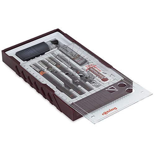 rOtring Isograph Fineliner College Set | 3 Isograph Tuschefüller (0,20 mm, 0,30 mm und 0,50 mm), Tikky Druckbleistift (0,5mm) und Zubehör