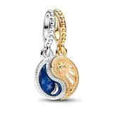 TOFBS Charms Anhänger Damen Sonne Mond Sterne 925 Sterling Silber Zirkonia Bead Charm Schmuck Geburtstagsgeschenke Denkmal für Frauen Freundin Mutter Mädchen (#1)