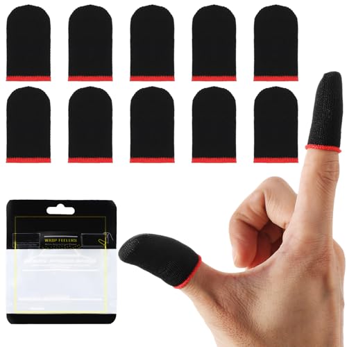 Gjinxi Fingerhüllen 5 Paar Gaming Finger Sleeves, Mobile Game Finger Sleeve Touchscreen Fingerhülse Finger Handschuhe Daumenhülsen Fingerabdeckung Atmungsaktiv Anti-Schweiß Fingerlinge Gaming Zubehör