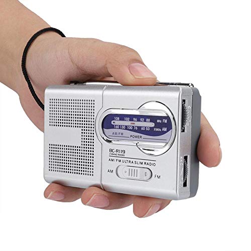 Bewinner AM/FM Multifunktions-Taschenradio mit Ausziehbarer Antenne, HD-Sound-Dualband-Kleinradio mit Teleskopantenne, 9 * 5,7 * 2,2 cm, Weiß