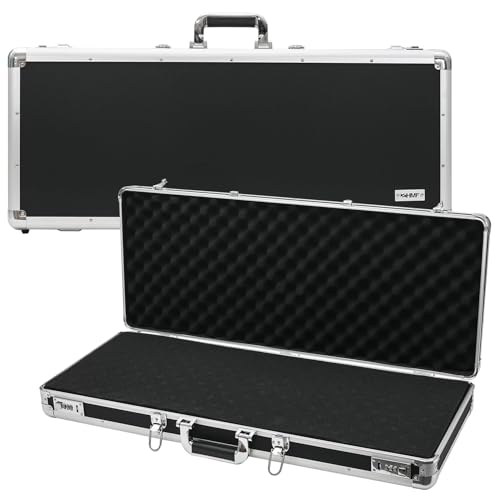 HMF 14444-02 Alu Waffenkoffer für Gewehre mit Rasterschaumstoff | 82 x 36 x 12 cm | Schwarz