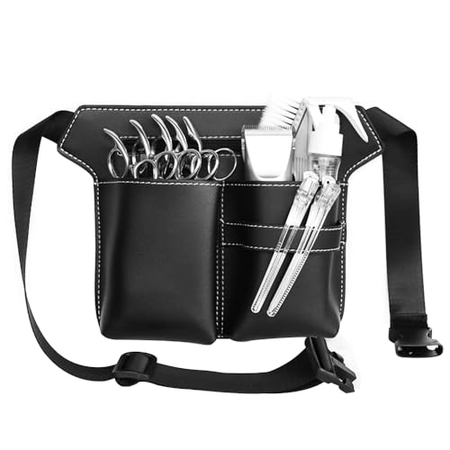 ZACUDA Friseur Werkzeugtasche, PU Leder Barber Werkzeugtasche Schwarz Friseur Gürteltasche Friseur Bauchtasche dient zur Aufbewahrung von Friseurscheren, Klammern, Haarkämmen