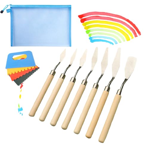 12-teiliges Palettenmesser-Set für Öl- & Acrylmalerei - Edelstahl Künstlerwerkzeuge mit Holzgriff, Malschaber - Ideal zum Basteln, Mischen, Strukturierte Effekte