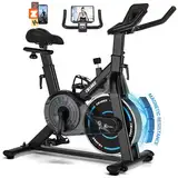 CHAOKE Heimtrainer Fahrrad mit App, 2025 Leiser Hometrainer mit Magnetwiderstand, Verstellbarem Sitz und Griff, LCD-Ergometer, Stationäres Fitnessbike mit Großem Tablet-Halter, Bis 150KG