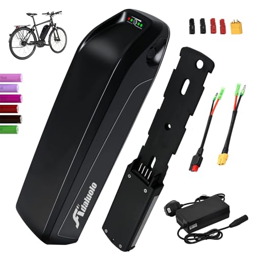 Adaluolo 36V Ebike Akku 13AH Hailong Ebike Batterie Elektrofahrrad Lithium-Ionen Fahrrad Batterien mit Ladegerät, 4 Pin Grundplatte für 350W 500W 750W Motor