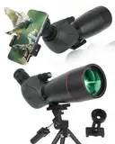 25-75x70 HD Spektiv Sportschützen mit Stativ- und Smartphone-Adapter, Zoom Bak4 Prism FMC Lens 45-Grad-abgewinkelte Teleskop für Vogelbeobachtung Wildlife Scenery Jagd Wildtiere Stargazing (Green)