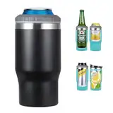 Gteller 4-in-1 Edelstahl-Dosen-/Flaschen-Isolator, 400 ml, Zwei-Wege-Deckel, SUS-isolierter Dosenkühler, Bierflaschenhalter (schwarz)