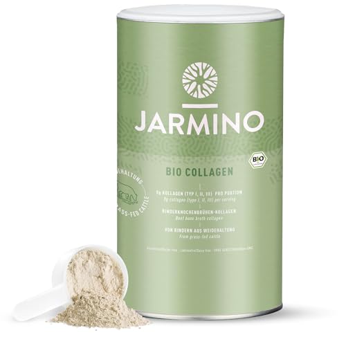 Kollagen Pulver | Bio Qualität | Collagen vom Weiderind & Grass-fed | 30 Portionen | Organic Bone Broth - Knochenbrühe Pulver | Collagen Peptide und Protein Powder | 300g | JARMINO