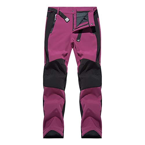 Damen-Skihose – wasserdichte Damenhose, warm, mit Fleece gefüttert, Skihose, Schneehose, wasserabweisend, Skihose mit Reißverschlusstaschen, Winter, Outdoor, winddicht, warm, Wanderhose, wasserdichte