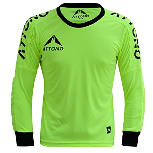 ATTONO Kinder Torwarttrikot Torwartshirt Fußball Torwart Trikot gepolstert - Gelb 128Y