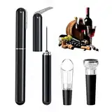 IraXpro Weinflaschenöffner Set,4-in-1 Luftdruck Weinöffner Set,Manueller Profi Korkenzieher mit Luftpumpe Weinöffner,Folienschneider,Vakuum Weinverschluss und Weinausgießer (Schwarz)