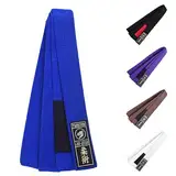 TWISTER Jiu Jitsu Gürtel, 3,8 cm breiter BJJ-Gürtel, hochwertiger gewebter Aufnäher, 9 Nähte, Blau, A0