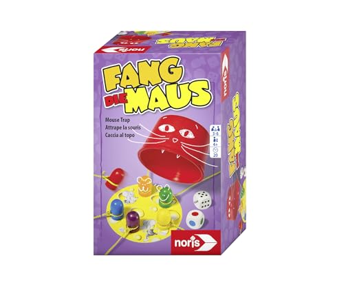 Noris 606144011 Fang die Maus - Kinderspiel ab 4 Jahre – das beliebte Reaktionsspiel für die Ganze Familie - für 3-4 Spieler