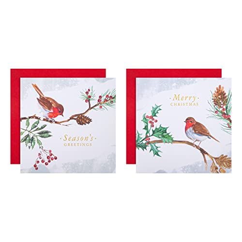 Hallmark Weihnachtskarten für Wohltätigkeitsorganisationen, traditionelles Rotkehlchen-Design, 16 Stück, 25572285, Rotkehlchen-Weihnachtskarten-Set