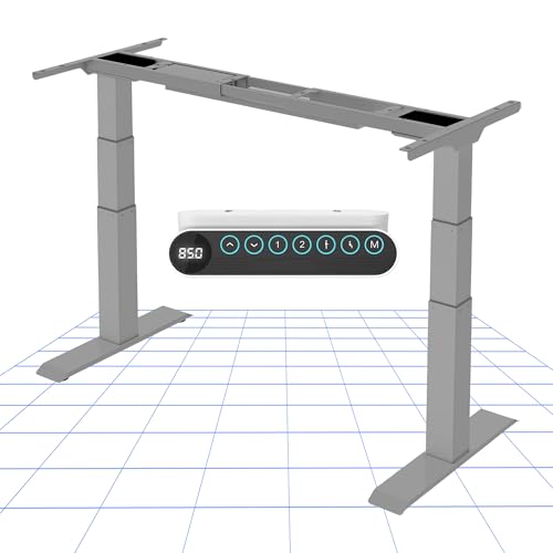 FLEXISPOT Höhenverstellbarer Schreibtisch Gestell, elektrisch mit 2 Motoren, 3-stufiges Tischgestell höhenverstellbar mit 4 Memory-Steuerung & USB, Belastbar bis 160 KG (E6 Premium Grau)