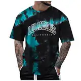 Mymyguoe Batik T-Shirt Herren Bunt Kurzarm Tshirts Sommer T-Shirt Mit Aufdruck Männer Kleidung Tie Dye Farb-Verlauf Tops Arbeits T-Shirts Beach Surf Shirt Slim Fit Casual Tee