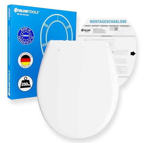 ATHLON TOOLS WC-Sitz mit Softclose, Oval, Quick-Release, Toilettendeckel mit Absenkautomatik, ultraschnell abnehmbar